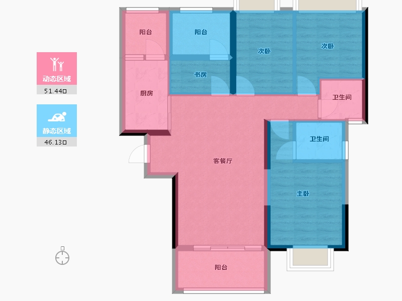 湖南省-长沙市-润和翰文府-96.00-户型库-动静分区