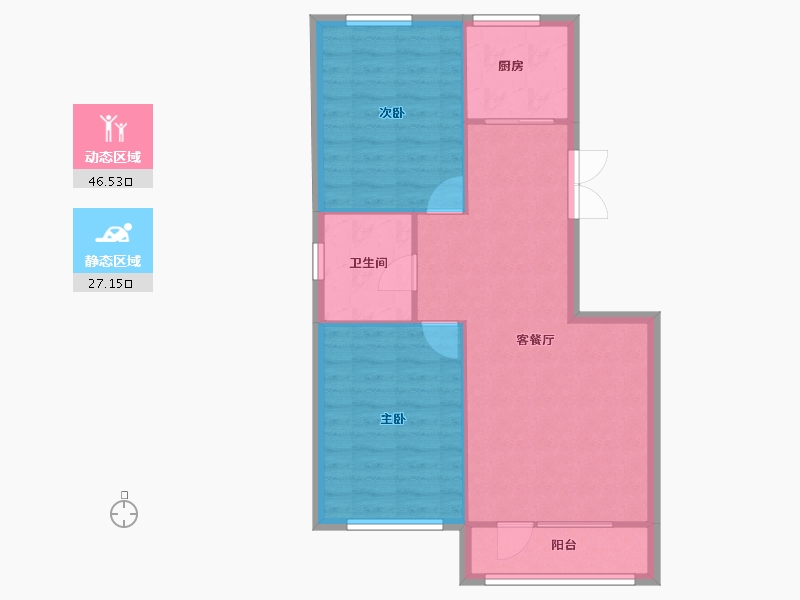 吉林省-辽源市-阳光恺悦-67.27-户型库-动静分区