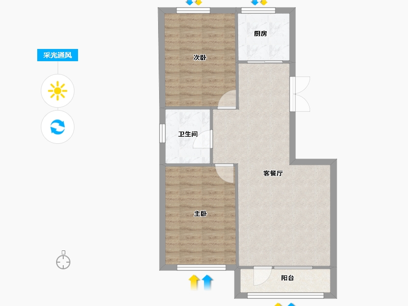 吉林省-辽源市-阳光恺悦-67.27-户型库-采光通风