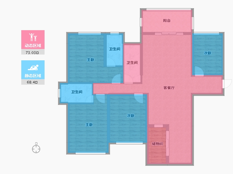 广西壮族自治区-贵港市-海联·凯旋国际-126.67-户型库-动静分区