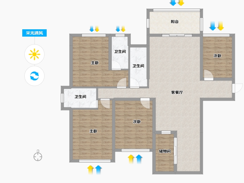 广西壮族自治区-贵港市-海联·凯旋国际-126.67-户型库-采光通风