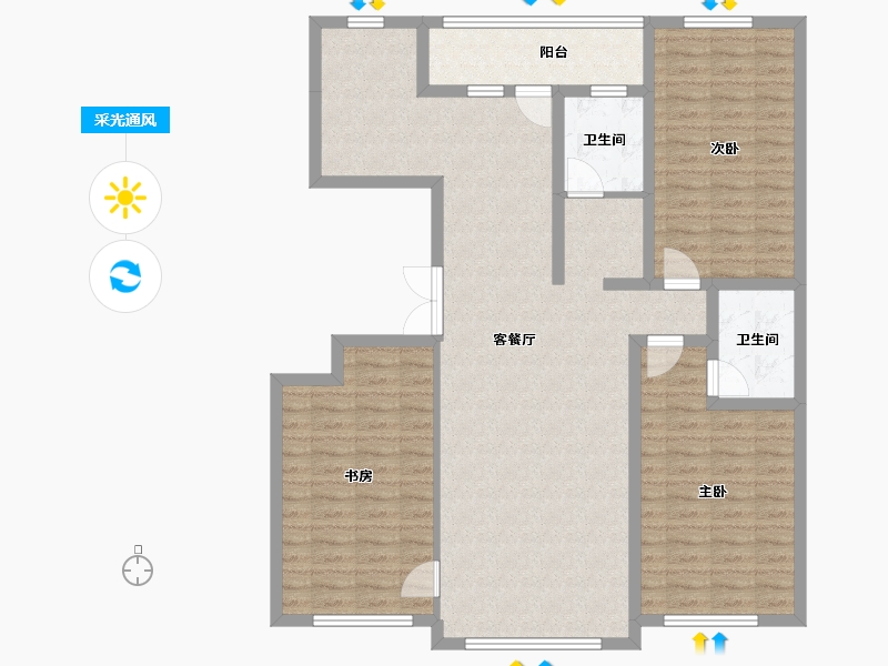 吉林省-辽源市-玉圭园御水丹堤-120.54-户型库-采光通风