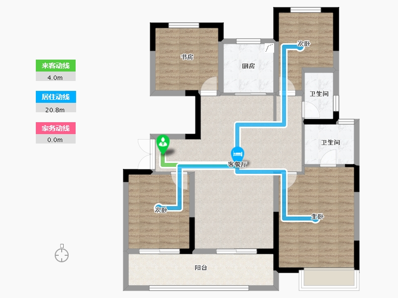 江苏省-扬州市-晶龙宸龙学府-106.40-户型库-动静线