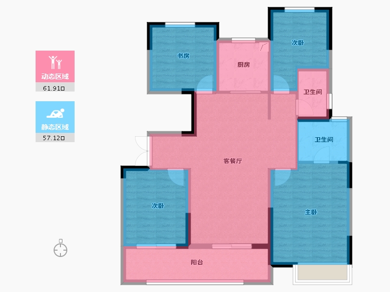 江苏省-扬州市-晶龙宸龙学府-106.40-户型库-动静分区