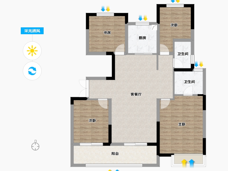 江苏省-扬州市-晶龙宸龙学府-106.40-户型库-采光通风