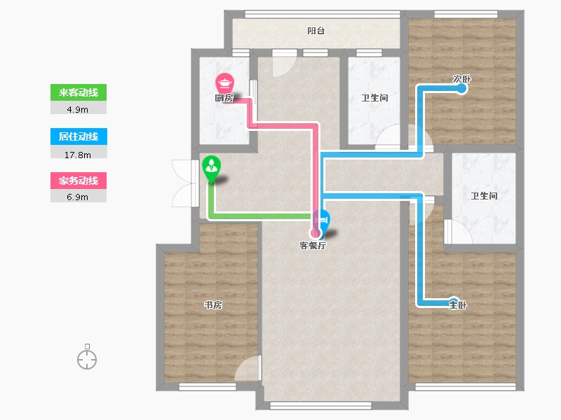 吉林省-辽源市-玉圭园御水丹堤-110.58-户型库-动静线