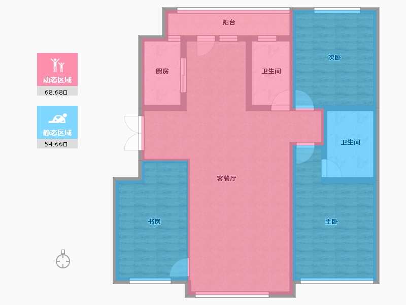 吉林省-辽源市-玉圭园御水丹堤-110.58-户型库-动静分区