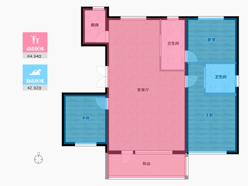 吉林省-延边朝鲜族自治州-万城·凯旋公馆-97.14-户型库-动静分区