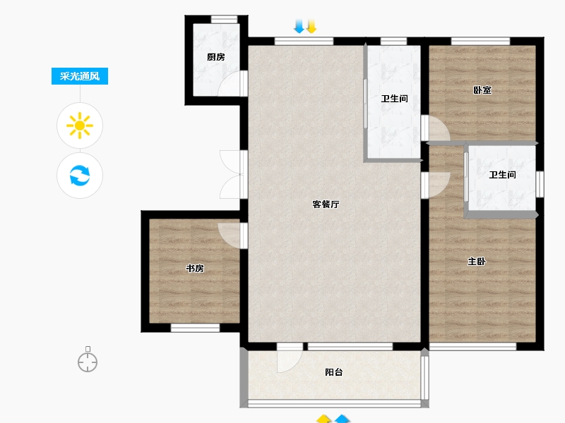 吉林省-延边朝鲜族自治州-万城·凯旋公馆-97.14-户型库-采光通风