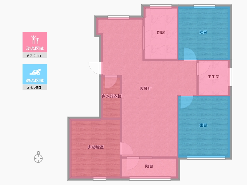 吉林省-辽源市-阳光恺悦-83.29-户型库-动静分区