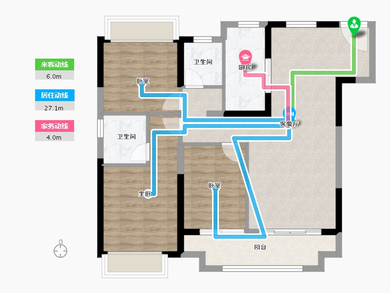 江苏省-南京市-滨江孔雀城-84.00-户型库-动静线