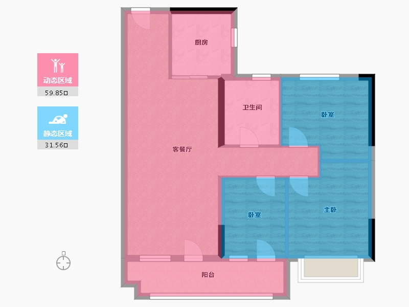 山东省-临沂市-碧桂园翡丽之光景悦-82.00-户型库-动静分区