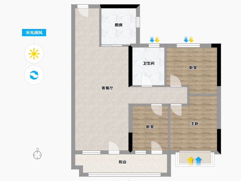 山东省-临沂市-碧桂园翡丽之光景悦-82.00-户型库-采光通风