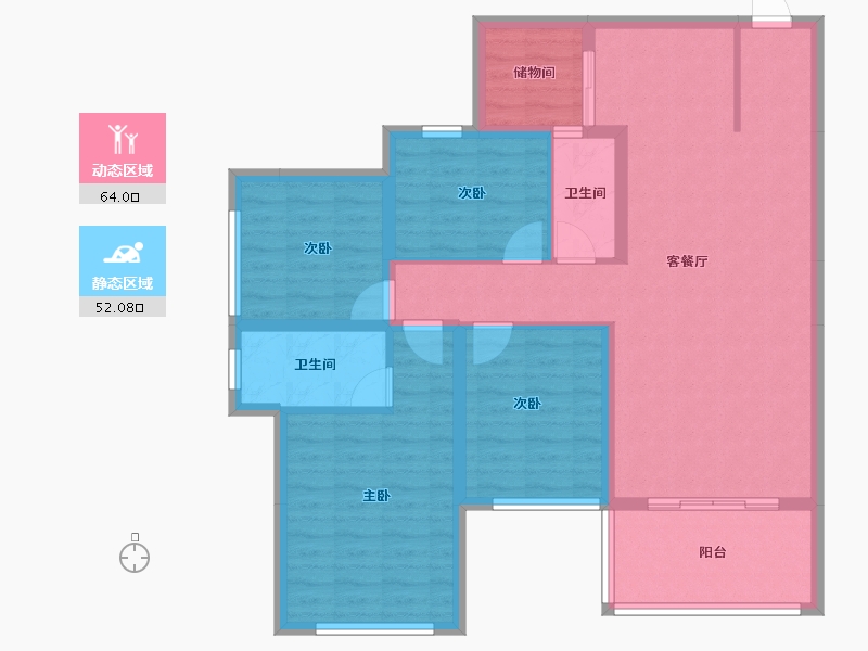 广西壮族自治区-贵港市-海联·凯旋国际-103.91-户型库-动静分区