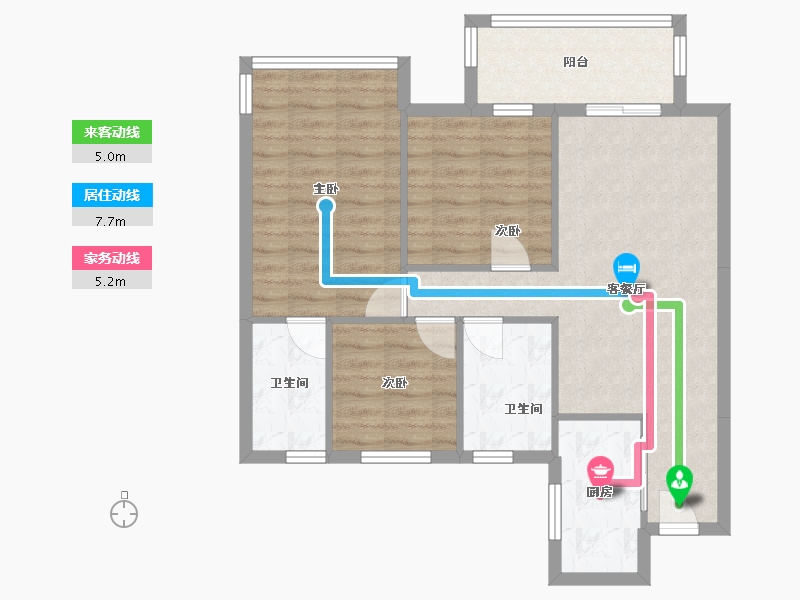 广西壮族自治区-南宁市-万科城-北区-76.00-户型库-动静线