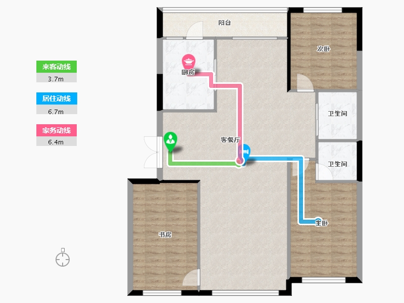 吉林省-辽源市-玉圭园御水丹堤-119.01-户型库-动静线