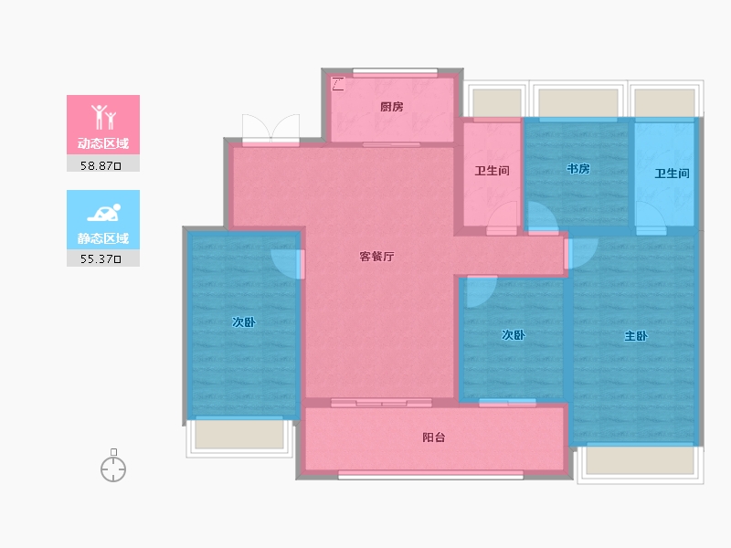 江苏省-扬州市-天赋星辰-102.41-户型库-动静分区