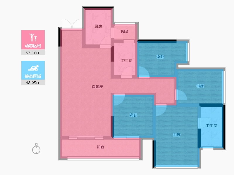 四川省-绵阳市-景茂誉府-92.29-户型库-动静分区