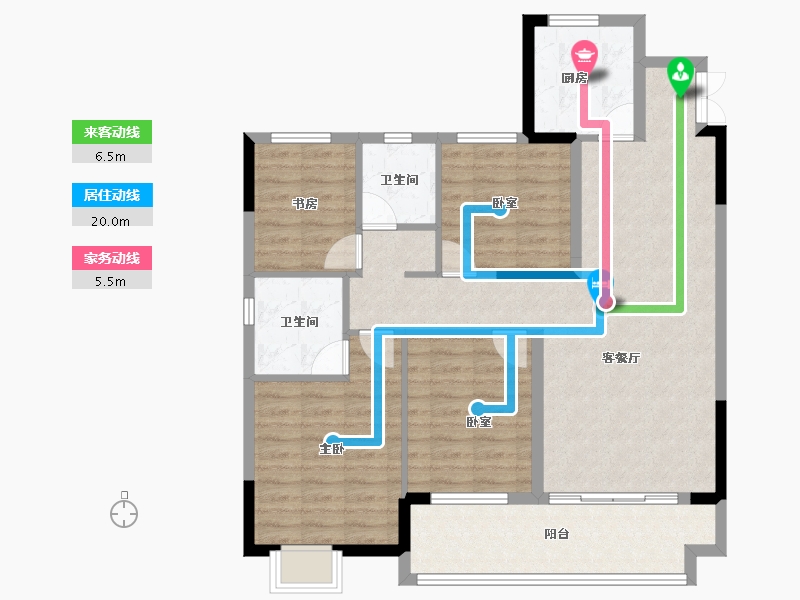 安徽省-宿州市-龙登·大河潮鸣-100.12-户型库-动静线