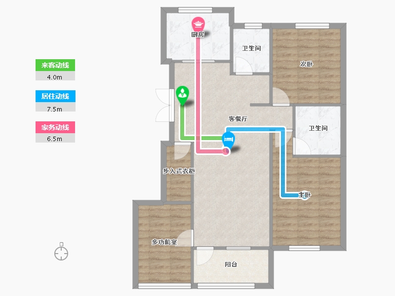 吉林省-辽源市-阳光恺悦-88.93-户型库-动静线