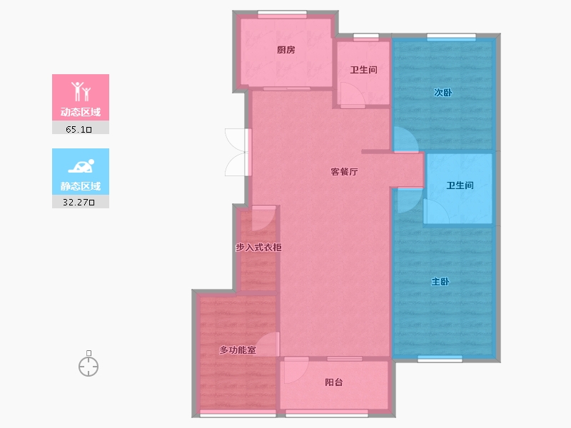 吉林省-辽源市-阳光恺悦-88.93-户型库-动静分区