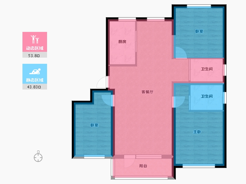 吉林省-延边朝鲜族自治州-万城·凯旋公馆-87.19-户型库-动静分区