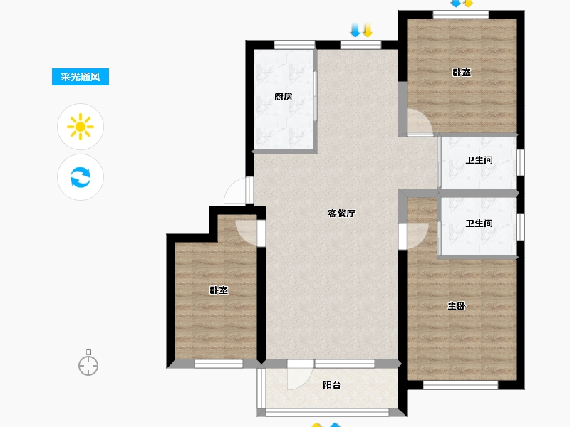 吉林省-延边朝鲜族自治州-万城·凯旋公馆-87.19-户型库-采光通风