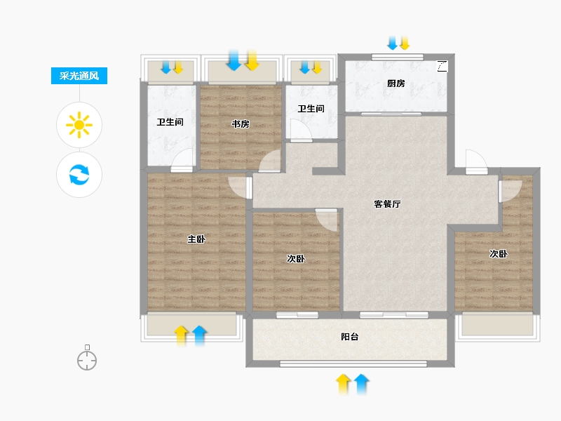 江苏省-扬州市-招商云萃-108.81-户型库-采光通风