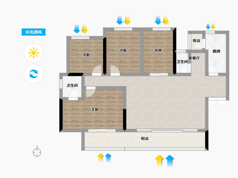 四川省-绵阳市-景茂誉府-103.30-户型库-采光通风