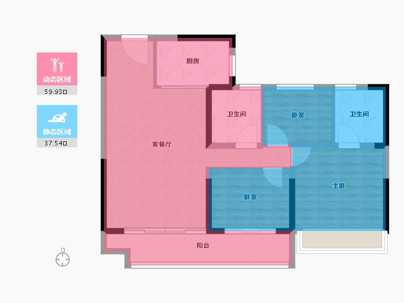 甘肃省-临夏回族自治州-碧桂园锦熙府-88.00-户型库-动静分区