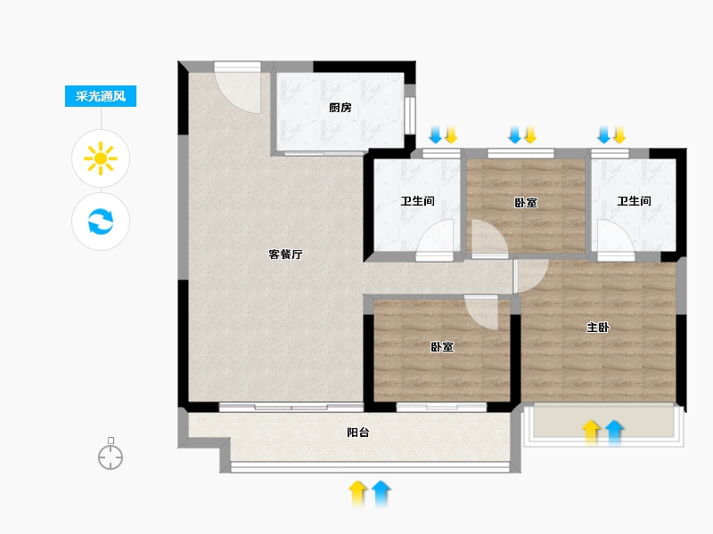 甘肃省-临夏回族自治州-碧桂园锦熙府-88.00-户型库-采光通风