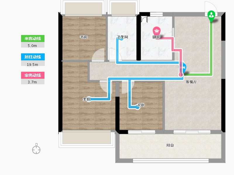 江苏省-扬州市-招商云萃-76.00-户型库-动静线