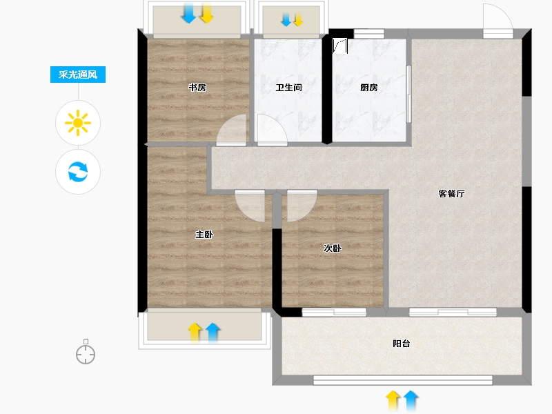 江苏省-扬州市-招商云萃-76.00-户型库-采光通风