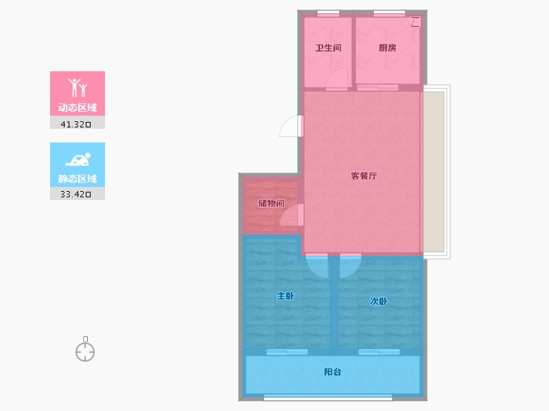 江苏省-扬州市-天赋星辰-66.41-户型库-动静分区