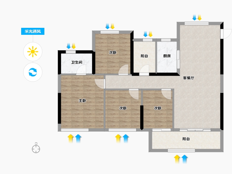 福建省-莆田市-​涵江正荣府-98.19-户型库-采光通风