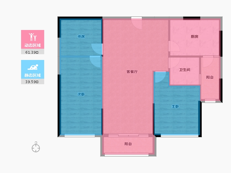 吉林省-辽源市-玉圭园御水丹堤-92.88-户型库-动静分区