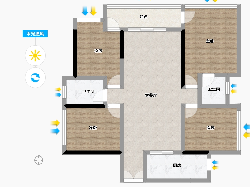 四川省-绵阳市-景茂誉府-96.43-户型库-采光通风