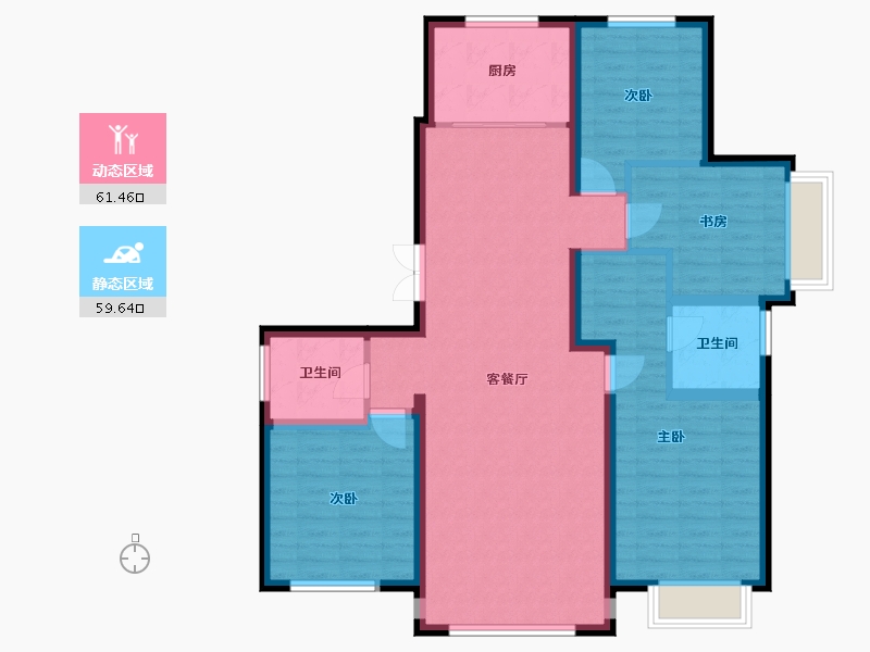 宁夏回族自治区-银川市-宝湖·天脊-108.94-户型库-动静分区