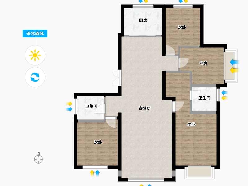 宁夏回族自治区-银川市-宝湖·天脊-108.94-户型库-采光通风