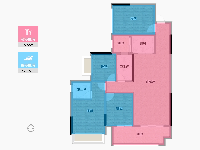 广西壮族自治区-贵港市-华控·恒力尊府-95.80-户型库-动静分区