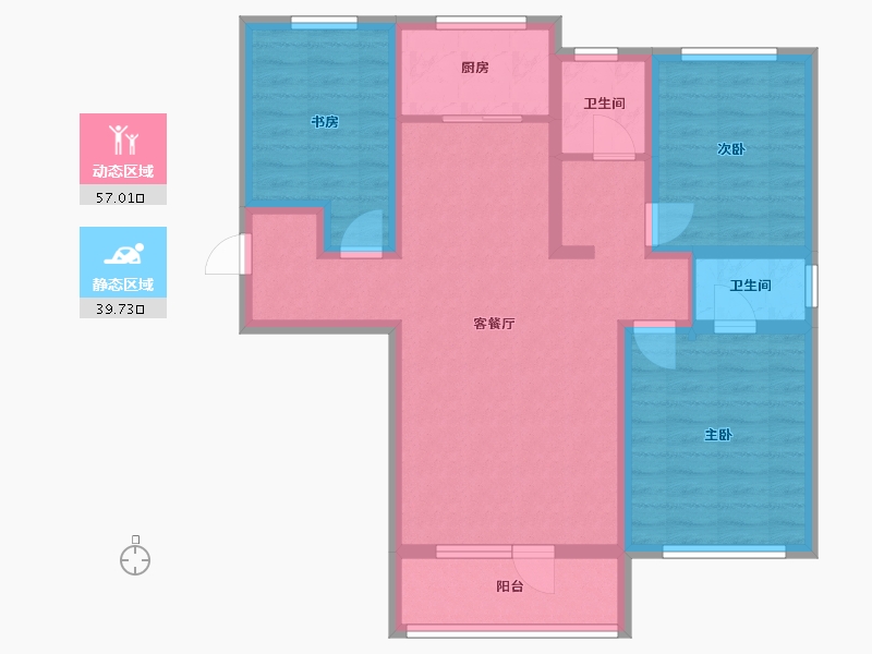 新疆维吾尔自治区-喀什地区-金龙·融合佳苑-85.08-户型库-动静分区