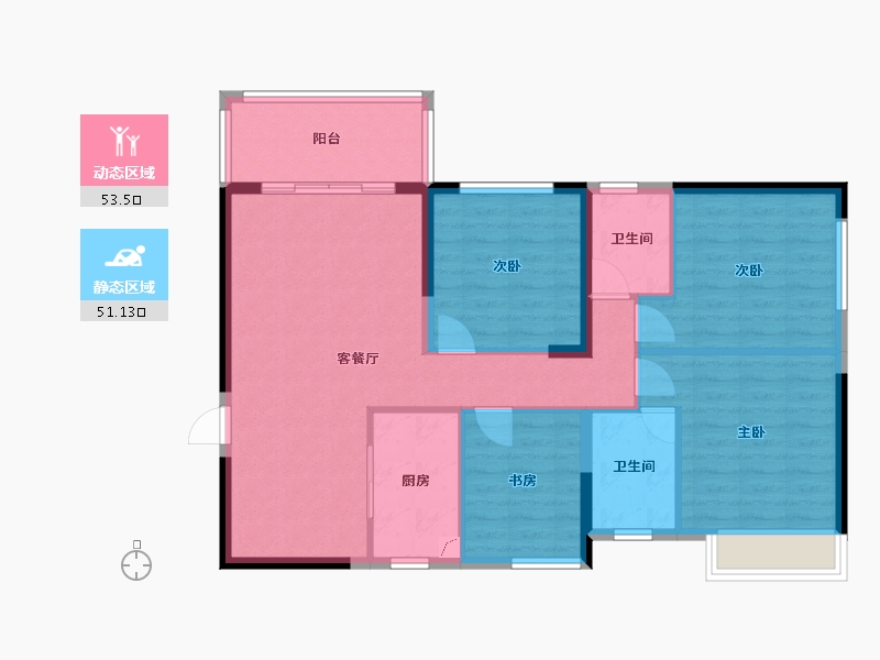 福建省-漳州市-龙江新苑-105.06-户型库-动静分区