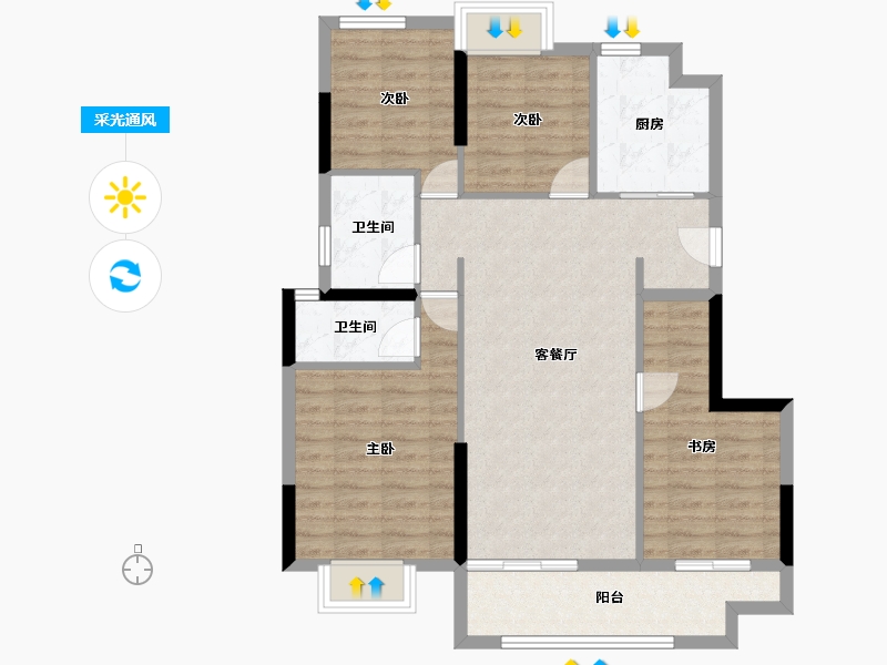 福建省-莆田市-建发磐龙府四期-89.83-户型库-采光通风