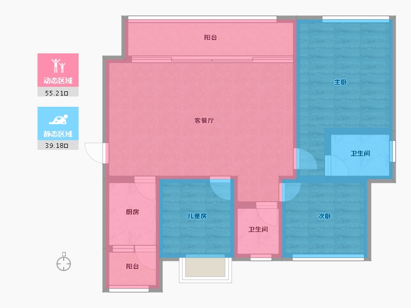 四川省-绵阳市-高又高新天骄-83.95-户型库-动静分区