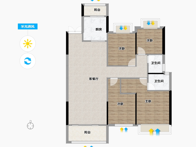 湖北省-咸宁市-同惠上和城-108.41-户型库-采光通风