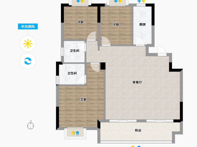 江西省-鹰潭市-中兆·玲珑府-104.00-户型库-采光通风