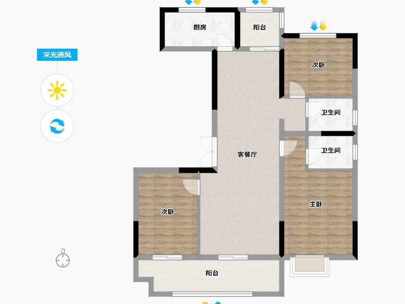 河南省-焦作市-征云云筑-107.21-户型库-采光通风