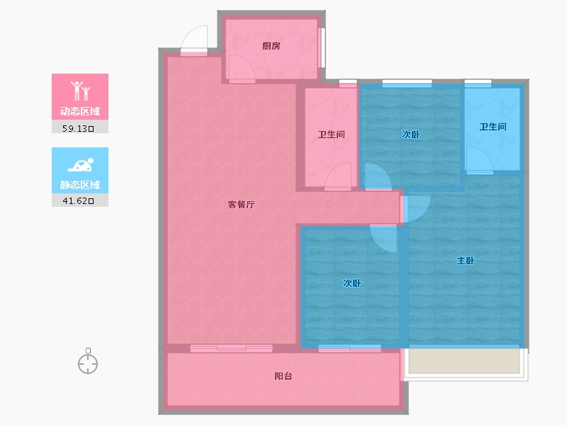 云南省-临沧市-恒宁京樾府-90.92-户型库-动静分区