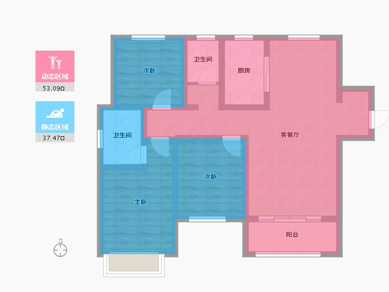 河北省-邢台市-金桂园-79.32-户型库-动静分区