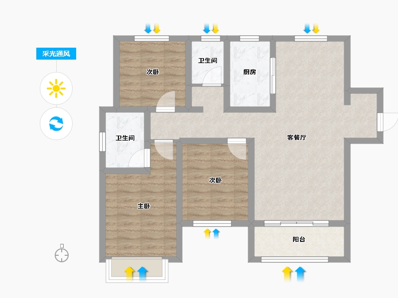 河北省-邢台市-金桂园-79.32-户型库-采光通风